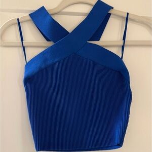 Babaton Royal Blue Cross-Strap Crop Top